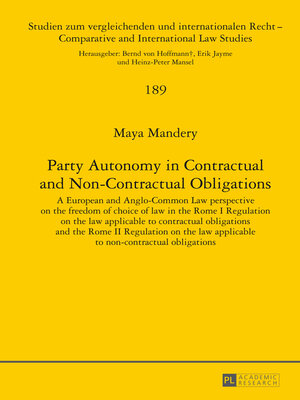cover image of Party Autonomy in Contractual and Non-Contractual Obligations